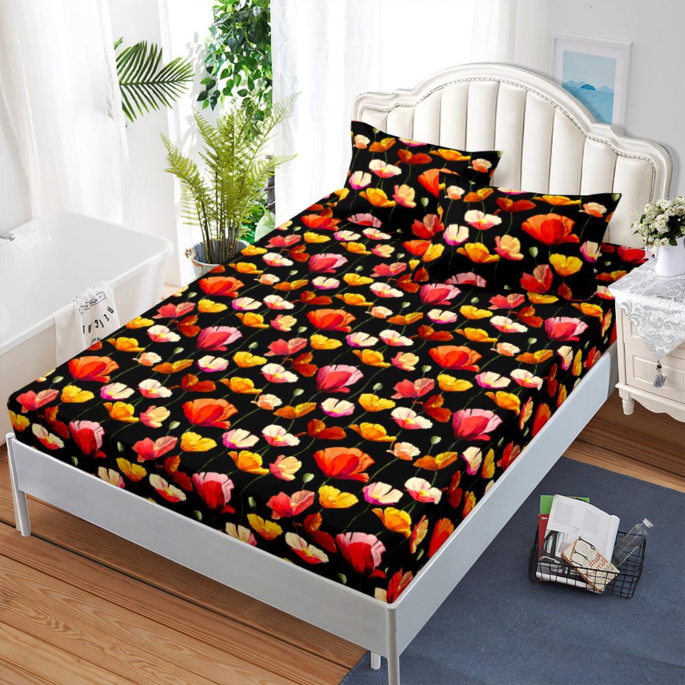 Three-Piece Mattress, Mattress Cover, Flower Dust Mattress Protective Cover, Fully Enclosed Bed Cover