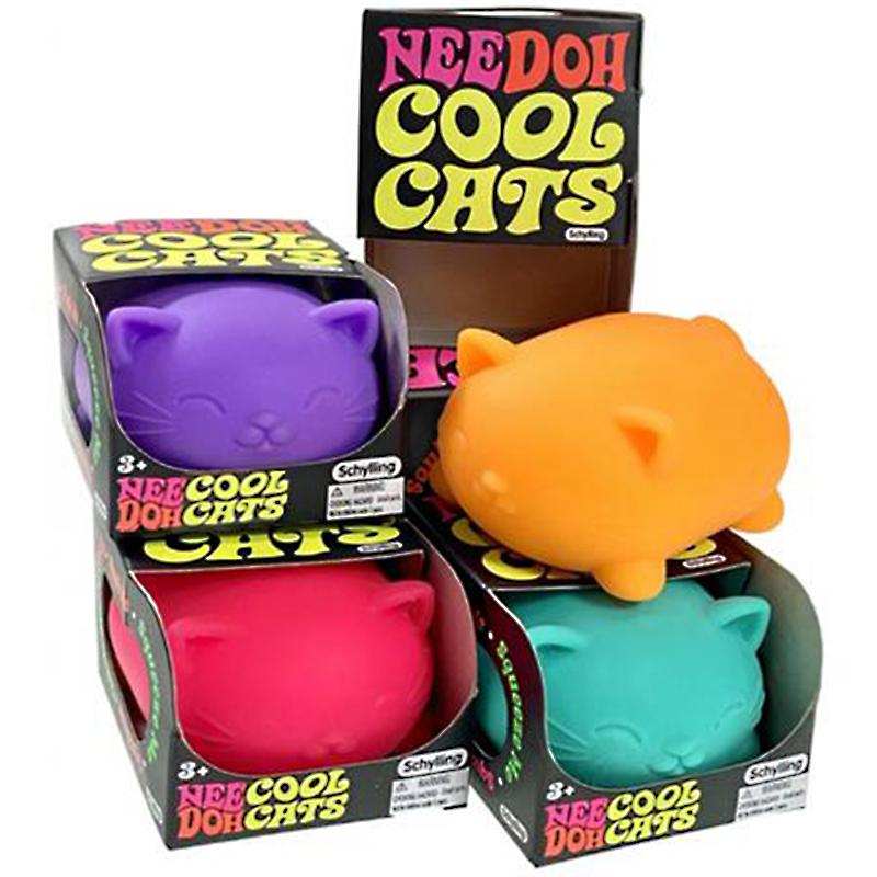 Needoh Cool Cats Funky Pup Сжимающая игрушка Мягкая, наполненная мукой, Быстро отскакивающая, В форме животного, Для снятия стресса, Для кончиков пальцев, Успокаивающая, Игрушка-непоседа