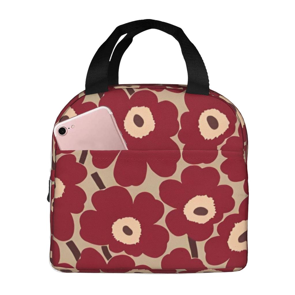 Custom Poppy Flower Insulated Lunch Bags for Women Men Lovely Flowers Portable Cooler Thermal Bento Box Work School Travel