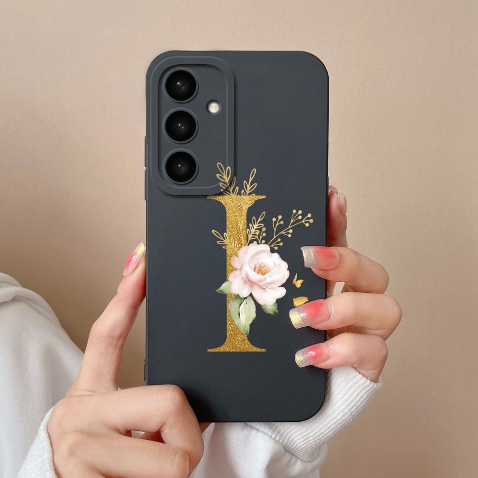 Flowers Letter Case For Samsung A05 A05S A16 S25 Plus S25Ultra A26 A56 F14 A36 Fashion Exquisite Pattern Soft Silicone Couples Covers For Samsung Capa