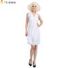 Elegant Marilyn Monroe Dress With Glamorous Curly Wig For Halloween Celebrations