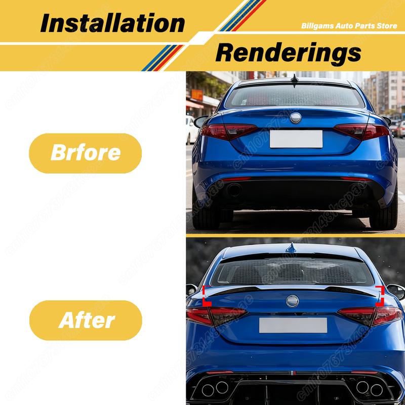 For Alfa Romeo Giulia Sedan Quadrifoglio Verde 2015 2016 2017 2018 2019 Automobile Rear Middle Spoiler Board Decoraiton Body Kit