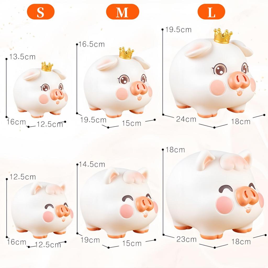 BDHD Pig Piggy Bank Cute Pig Shaped Piggy Bank Large Capacity Coin Bill Compatible with Bottom Hole Interior Ornament Stylish Goods Good Luck Item