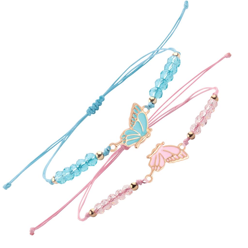 2pcs Matching Bracelets Butterfly Friendship Adjustable Strand Best Friends Bracelets Handmade Charm Couples Jewelry