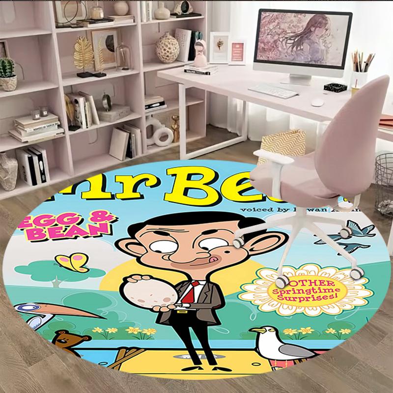 1pc Mr Bean1 Print Round Carpet Chair Round Carpet Suitable for Bedroom Living Room Home Decorative Carpet