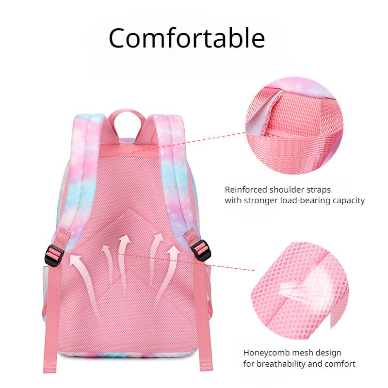 Легкий школьный рюкзак для учащихся начальной и средней школы, градиентный рюкзак с принтом радужного единорога, большой вместительный рюкзак для девочек, сумка для обеда