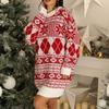 Women's Christmas Snowflake Round Neck Knit Dress