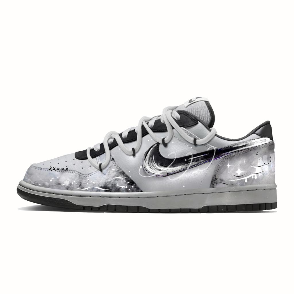 Nike Big Skateboard Shoes Men's Low Top Beige/White/Black/Purple 355152-017(Team861-)