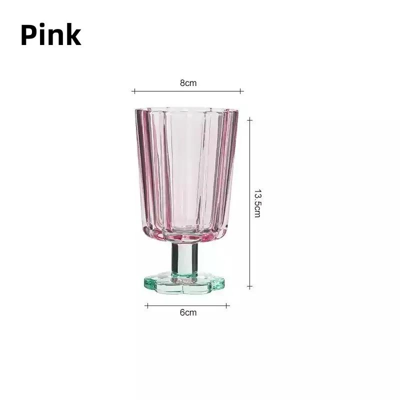 Colours Glass Cup Flower-shaped Goblet Ice Cold Juice Dessert Wine Iced Coffee Glass Cup House Bar Party Drinkware Gift Cups