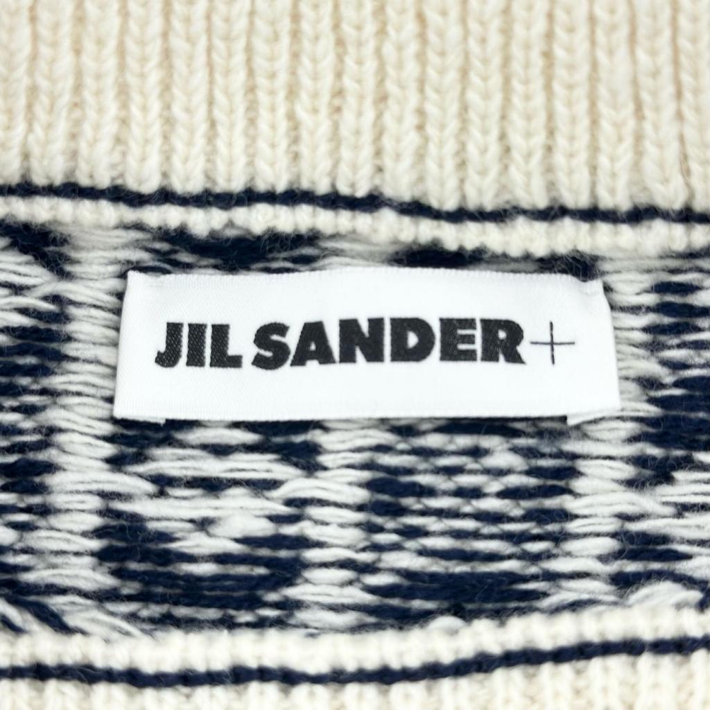 Jil Sander (44) Мужской вязаный свитер с длинным рукавом Белый Аутентичная модель 347GP0027