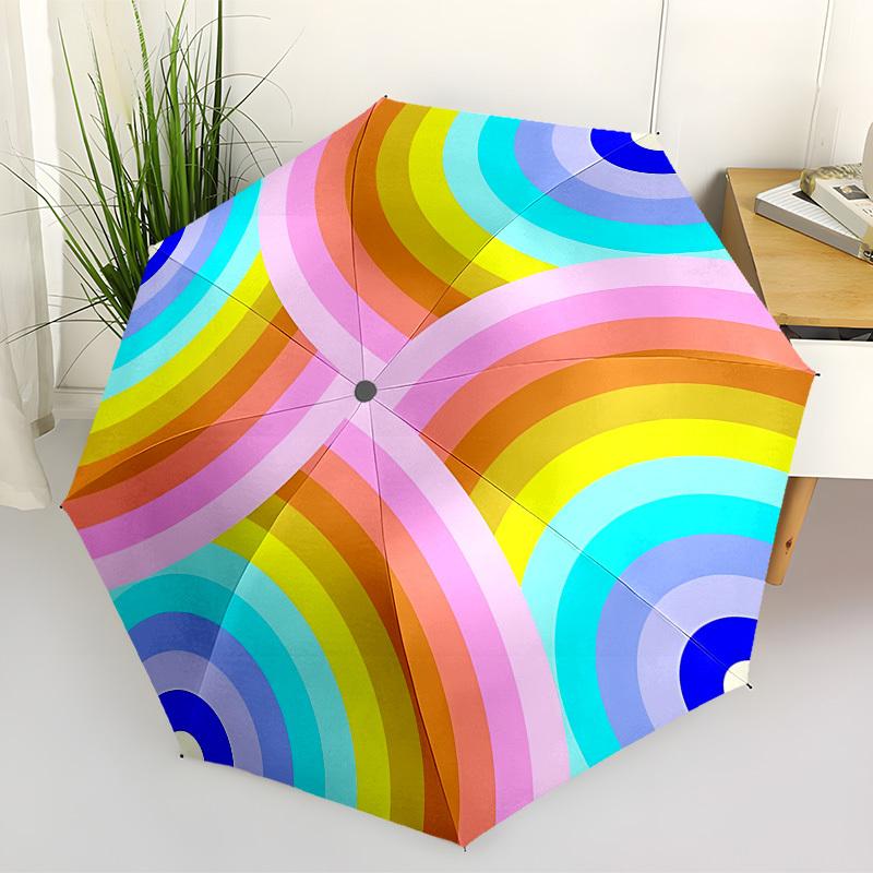 1pc Colorful Circles Automatic Folding Umbrella Durable Iron Frame, Iron Umbrella Structure Suitable for All Seasons yy260203119