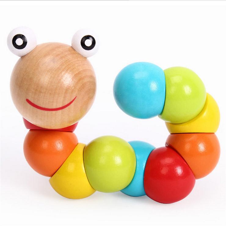 Colorful Wooden Twisty Caterpillar: Educational Toy for Toddlers