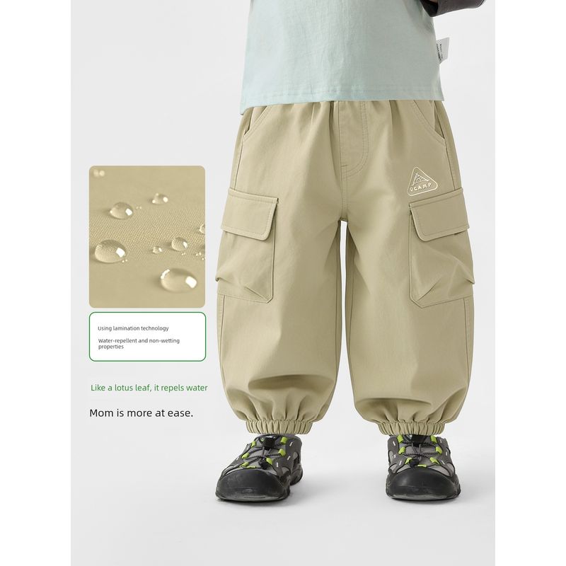 Right European Boys' Waterproof Cargo Pants Children's Casual Long Pants 2026 Spring New Children's Clothing Spring and Autumn Baby Pants