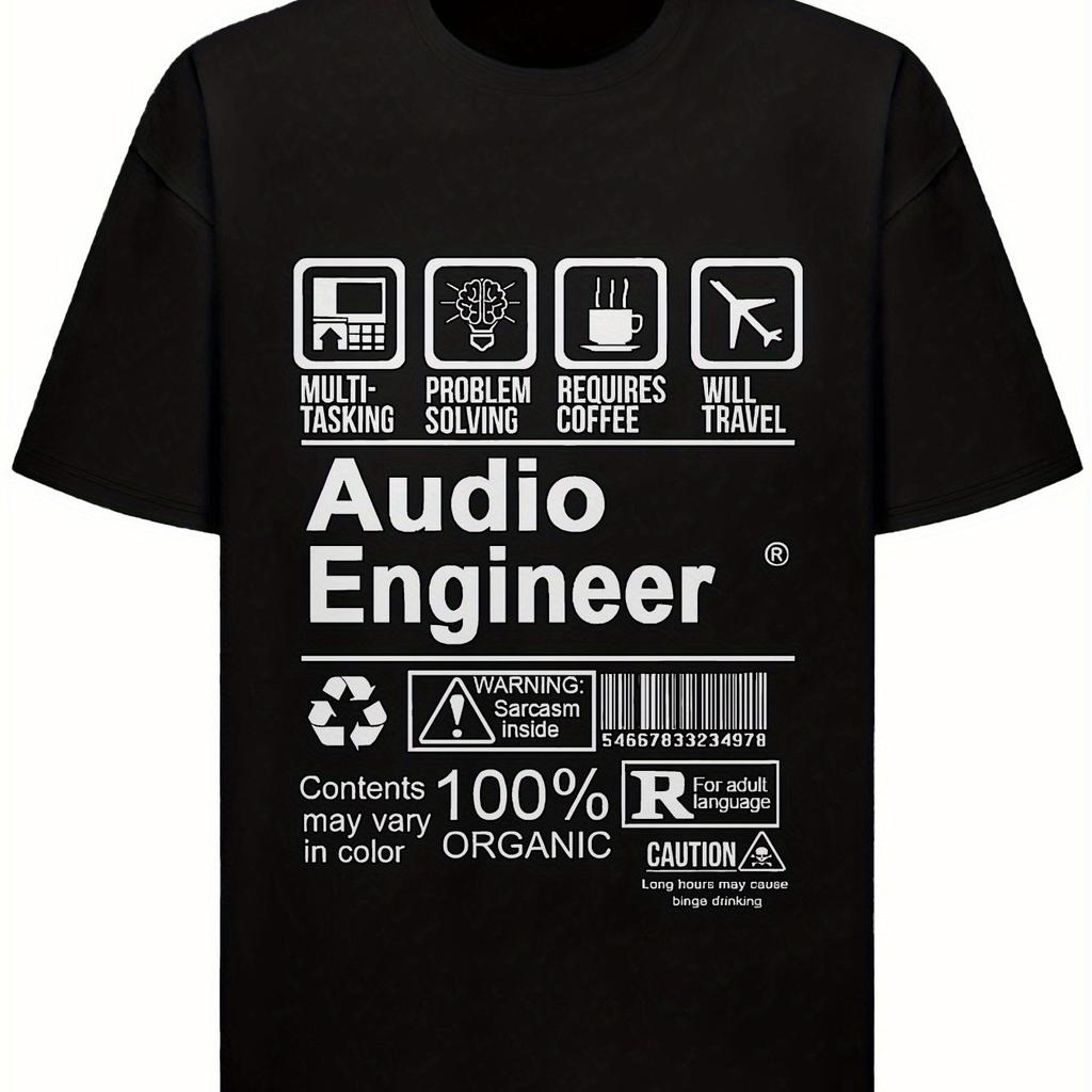 Mens Funny Audio Engineer Graphic TShirt Problem Solver Sarcasm Gift for Sound Engineers Producers Soft Black Crewneck Tee