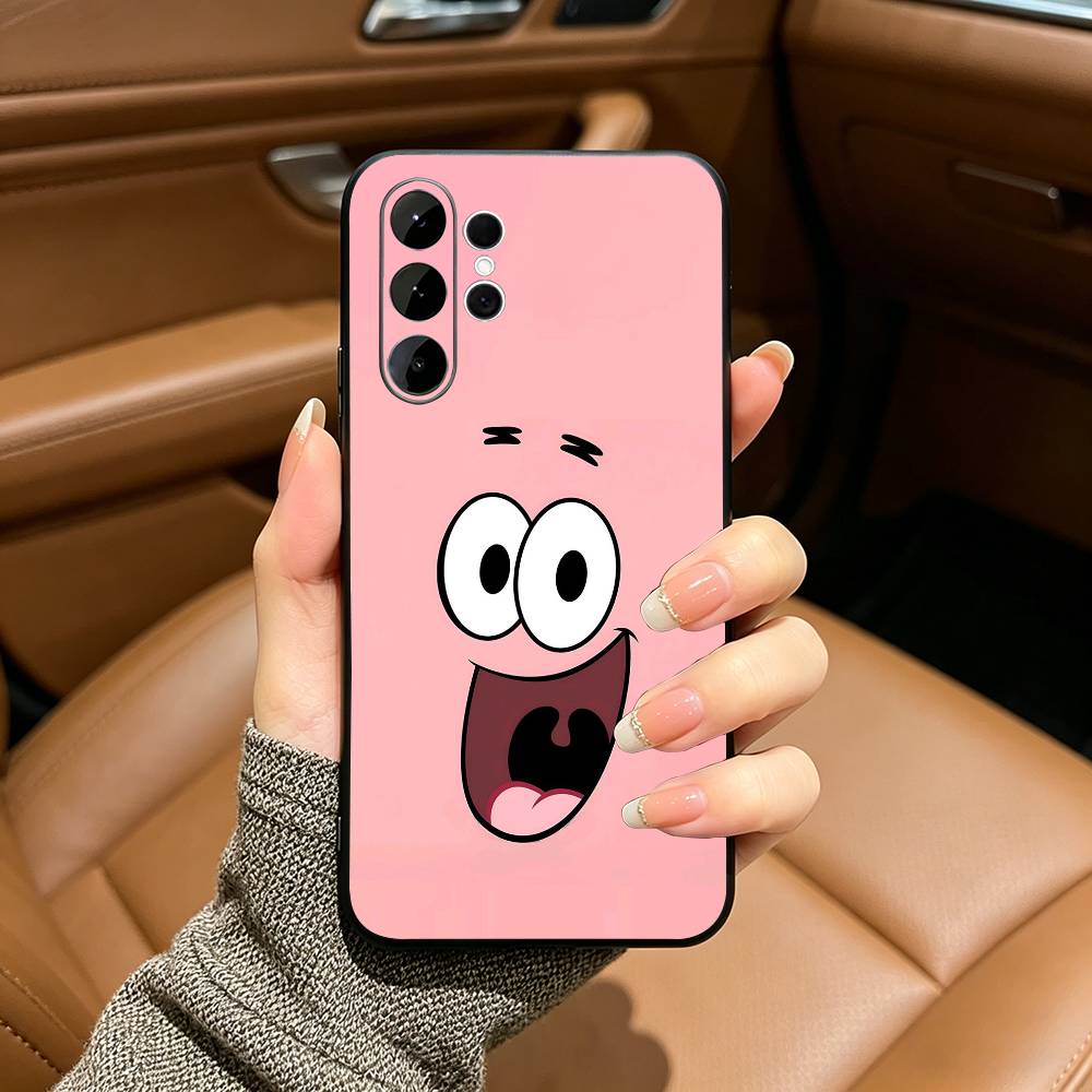 Comedy Animation- SpongeBob-S- SquarePants Phone Case For Samsung S25,S24,S21,S22,S23,S30,Ultra,S20,Plus,Black Soft Silicone
