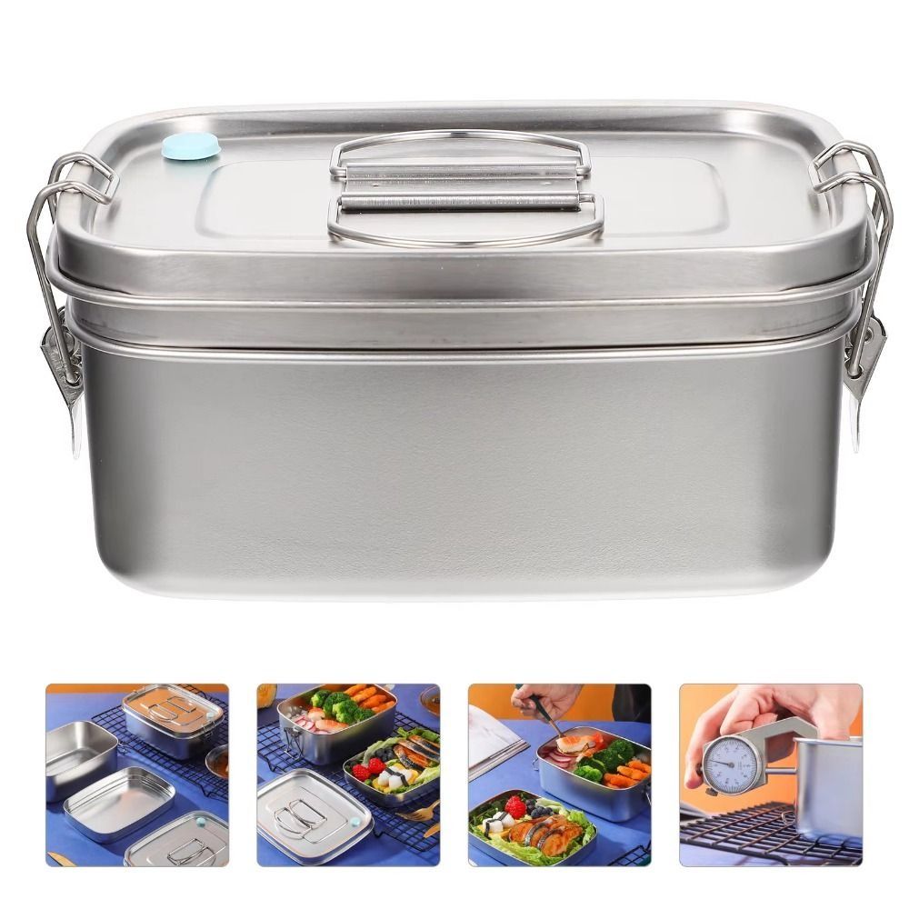 304 Stainless Steel Stainless Steel Lunch Box Leakproof Cover Portable Food Container  Outdoor
