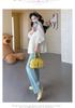 2026 Spring Maternity V-Neck Embroidered Doll Shirt – French Korean Style Loose Top