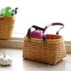 Storage Basket Eye-catching Reinforced Handle Wood Clothes Sundries Organizer Wicker Basket for Home