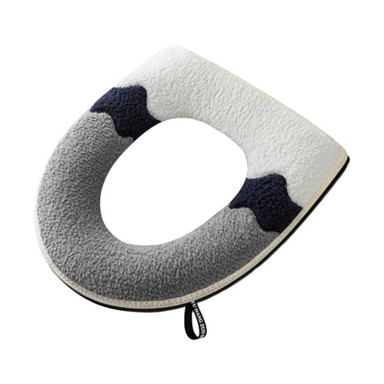 Чехол на сиденье унитаза, ультра мягкий, сохраняет тепло, зимний цвет, плюшевый коврик на молнии, коврик для туалета с ручкой для отеля