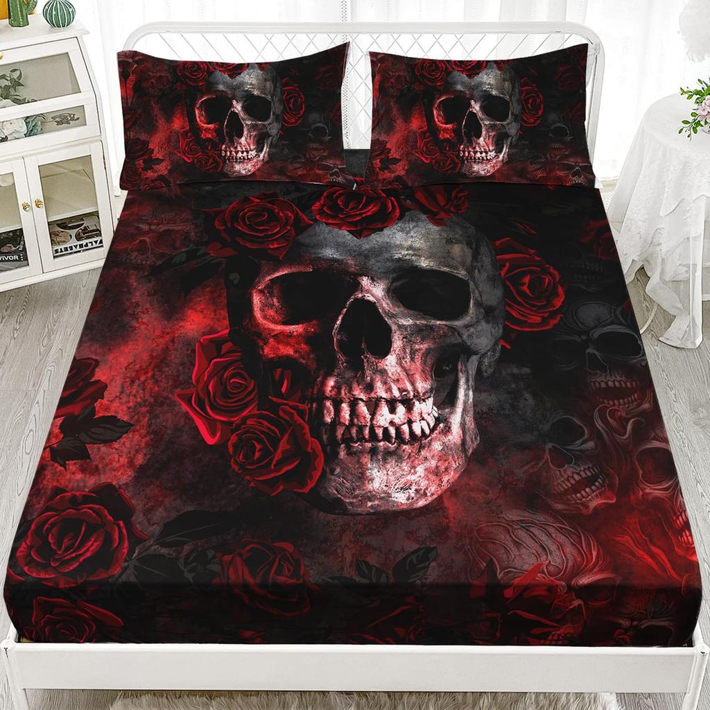 Butterfly Skull Personalized Pattern Mattress Three-Piece Digital Printing Bedding Set Children Adult