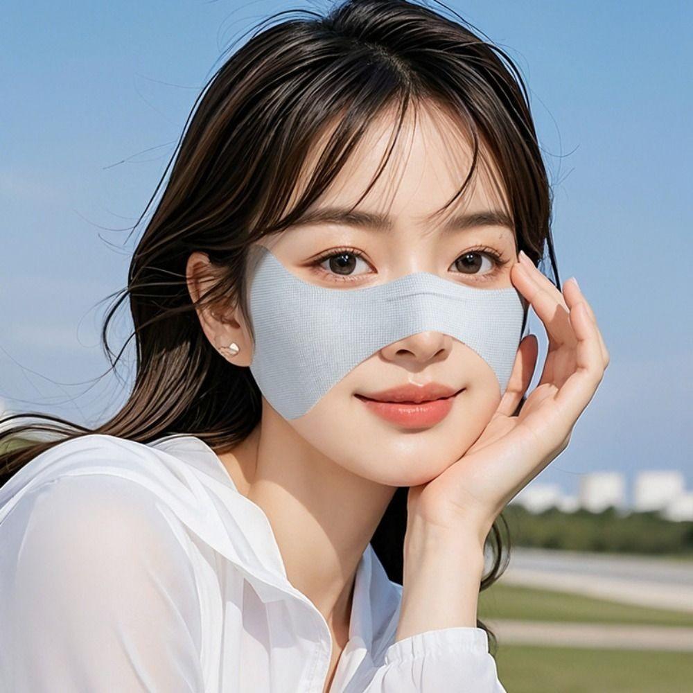 UV Protection Ice Silk Mask Thin Golf Face Mask Breathable Sunscreen Eye Patches  Hiking