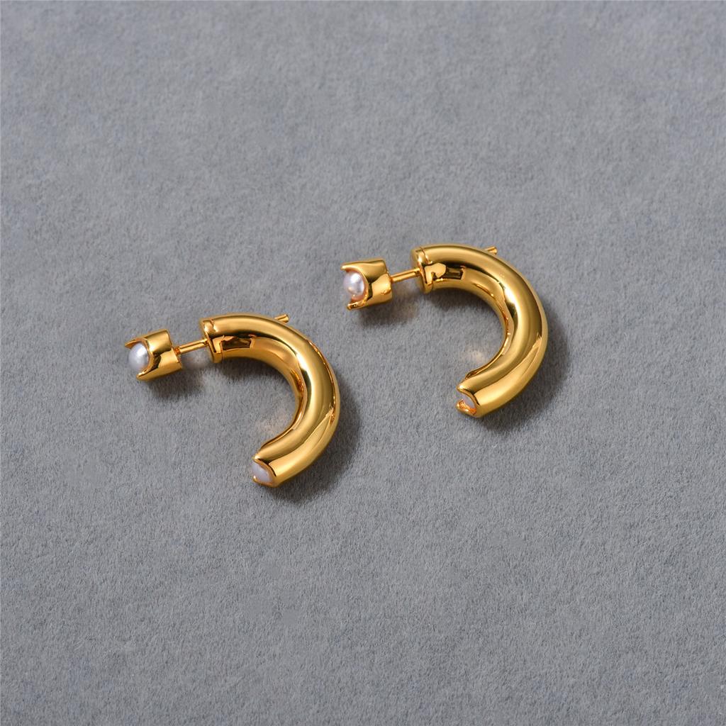 Серьги-пусеты в форме полукруга с жемчугом, нишевый дизайн, простые и универсальные, мгновенно придают милый вид, серьги для стильных девушек, для женщин