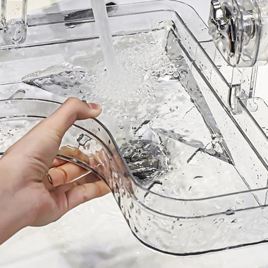 Полка для хранения Caddy с прозрачной стеной без сверления и присоской. Треугольные отсеки. Прочная несущая способность. Простая установка. Угловая полка для хранения в ванной комнате.