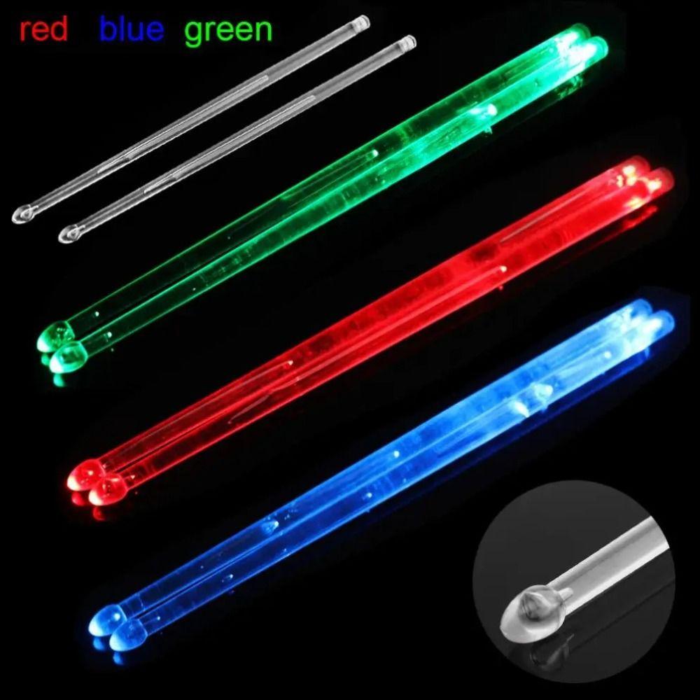 2Pcs Acrylic Light Up Drum Sticks Colorful Fluorescent Drumsticks Drummer Gifts