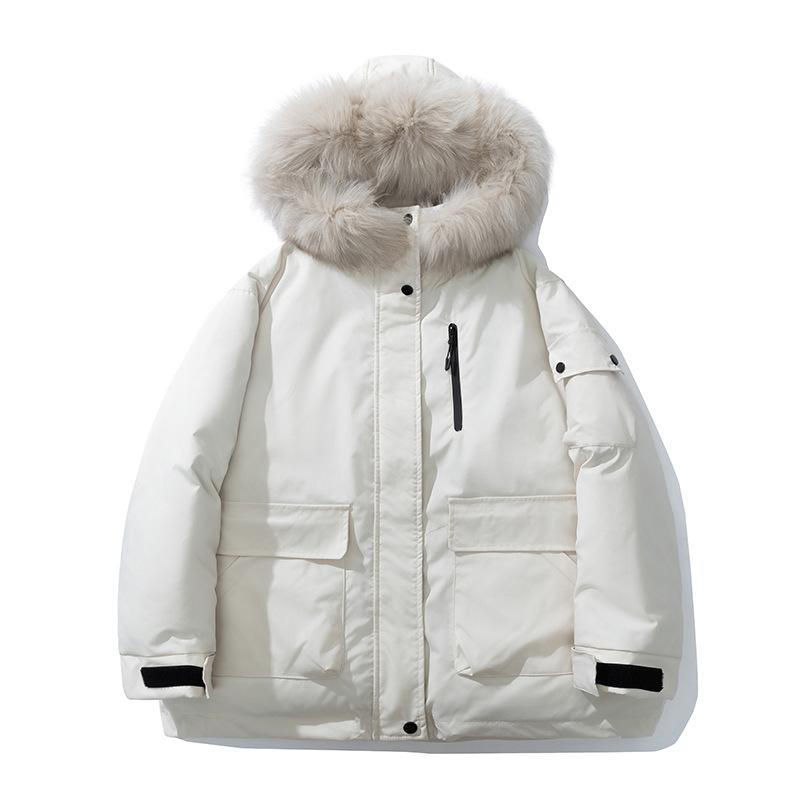 Женская осенне-зимняя однотонная короткая утолщенная свободная парка с капюшоном и меховым воротником, 5 цветов