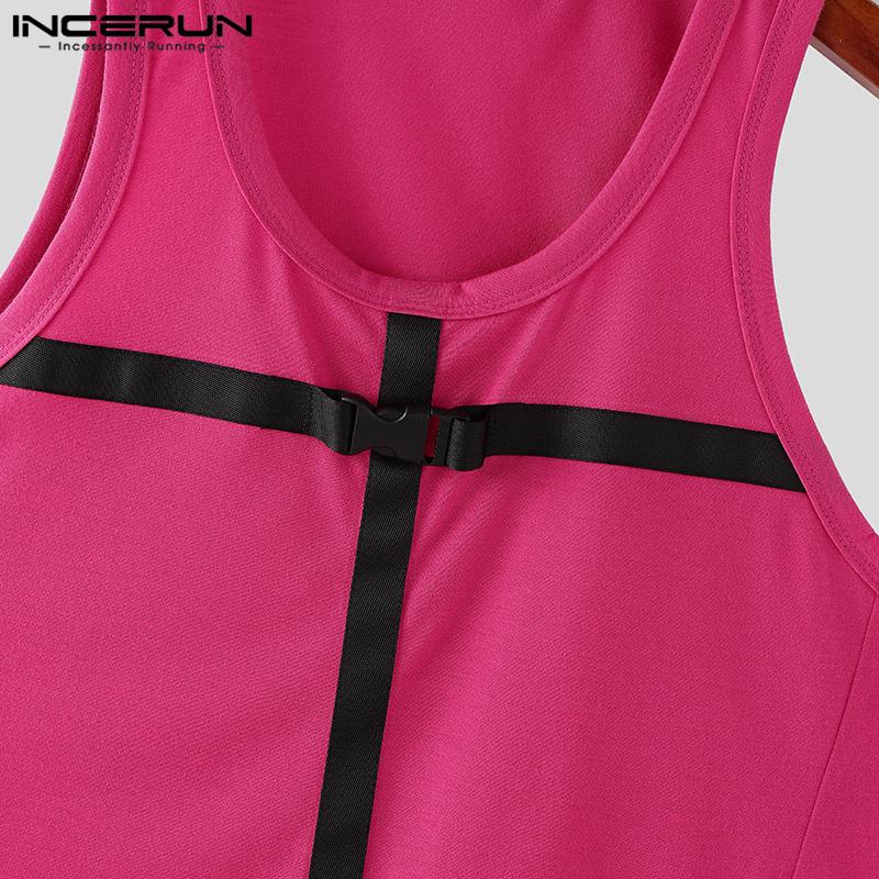 INCERUN Летние мужские футболки без рукавов с бретельками, майки-борцовки