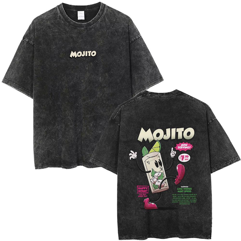 Old Fashioned Cocktail Funny Meme Washed Vintage T Shirts Men Women Casual Oversized Tshirt Male Fashion Oversized Streetwear