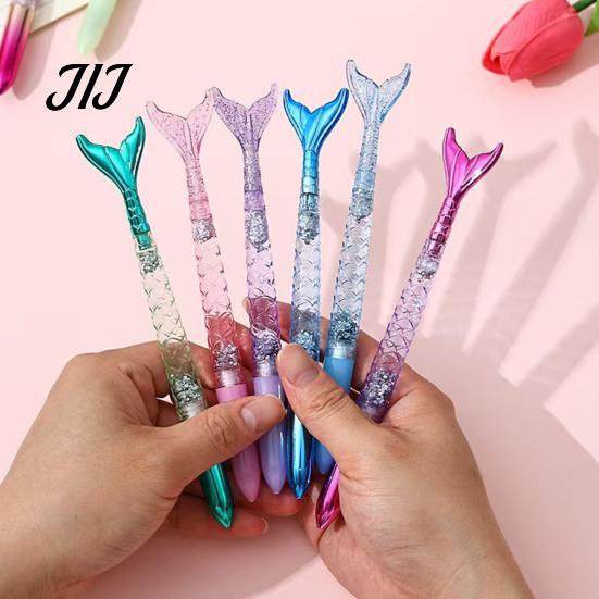 Creative Stationery for Girls 4PCS Mermaid Fish Tail Gel Pens Set, Gradient Transparent Barrel And Glossy Cute Office Desktop Decor Fin Decor, Smooth