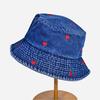 Love Heart Embroidery Denim Fisherman Hat Versatile Sun Protection Hat Fashion Bucket Hat  Women
