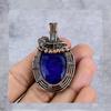 Sapphire Gemstone Pure Copper Wire Wrap Handmade Jewelry Pendant