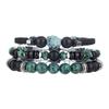 Vacation Style Stacked Bracelet Retro Men's Beaded African Pine Black Agate Woven Elastic Bracelet Women