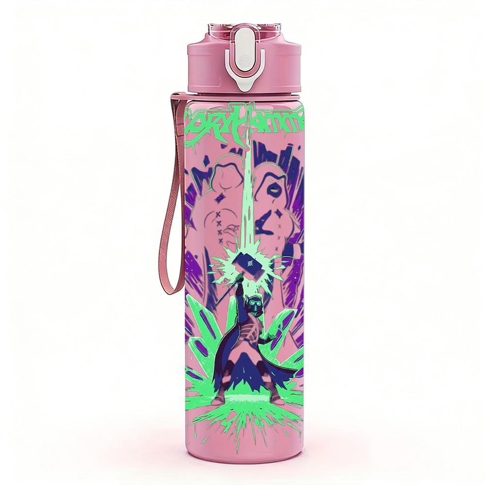 1PC Purple Figure 750ml sports water bottle leakproof straw lid outdoor office home