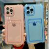 Shockproof Card Bag Transparent Phone Case For Iphone 14 12 11 13 Pro Max Xr Xs X 7 8 Plus Se Candy Color Clear Soft Back Cover