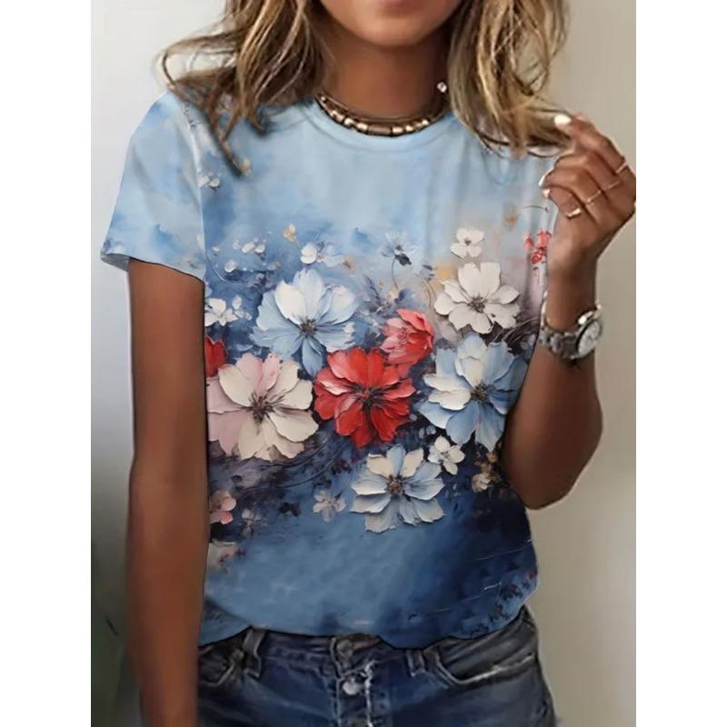Women's 3D T-Shirt Butterfly Graphic Print Summer Short Sleeve Casual Tops Street Fashion O Neck T-Shirt Oversized Female Clothing