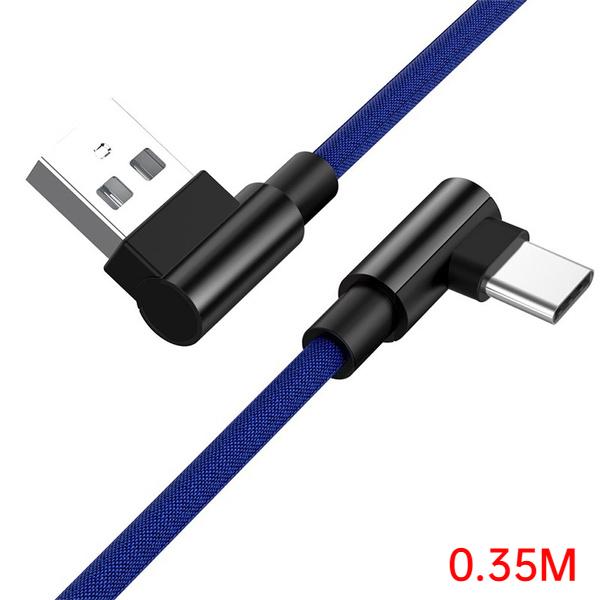 Разъем под углом 90 градусов Не спутывающийся телефонный кабель Micro USB Type C Быстрое зарядное устройство для зарядки Нейлоновый шнур Провод