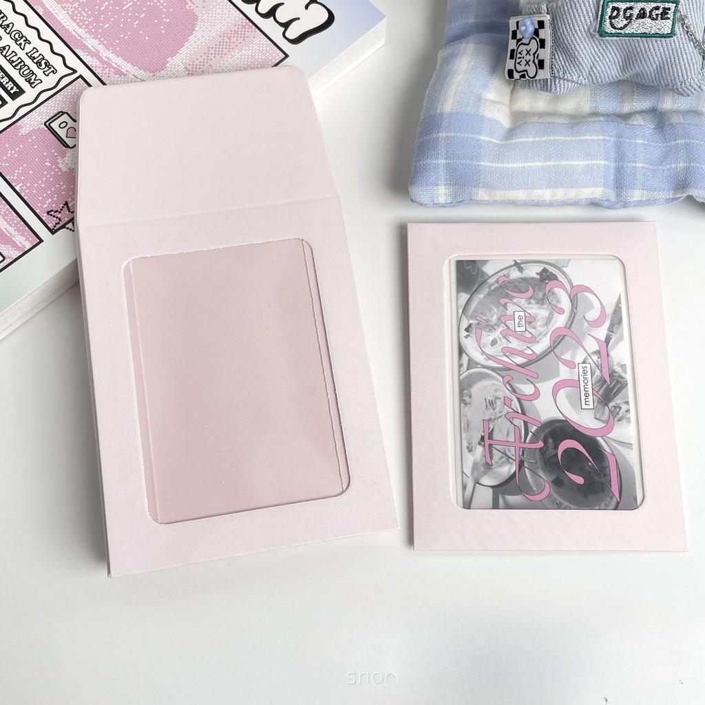 10 шт., сумка для карточек ярких цветов с прозрачной пленкой Kpop, 3-дюймовый конверт для фотокарточек, сделай сам, полое окно, упаковочный бумажный карман для карт