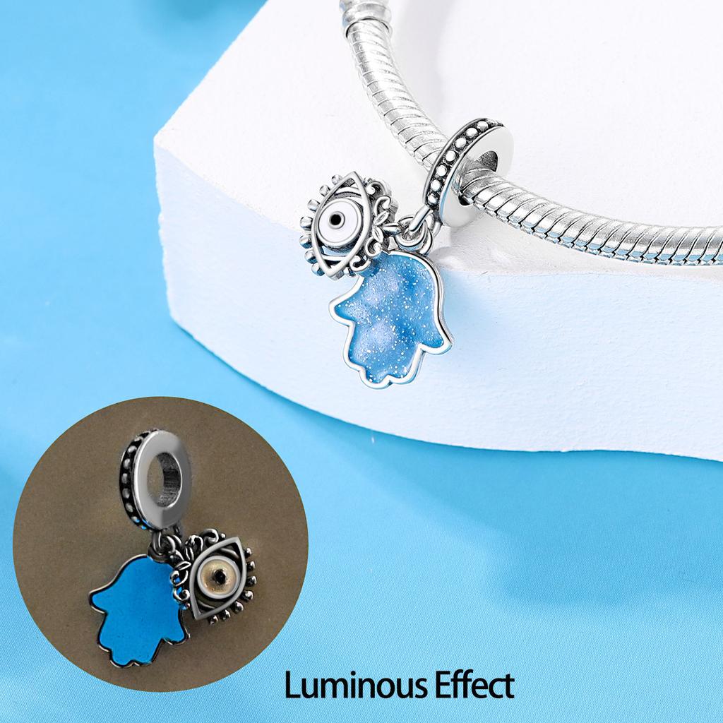S925 Silver DIY Glow In The Dark Pendant Charms Colorful Butterfly Crab Octopus Jewelry Accessories