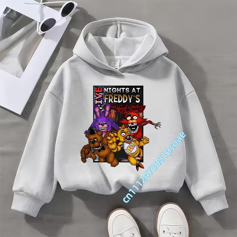 Cartoon Print Autumn/Winter Long-Sleeve Children's Hooded Shirt Five Nights At Freddy's Kids Boys' Sportswear Girls' Casual Top