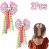 2Pcs Cartoon Unicorn Hair Clip Ribbon Bow Hairpin With Tassel Sweet Cute Pink Hairpin For Girls Children's Accesories Headwear