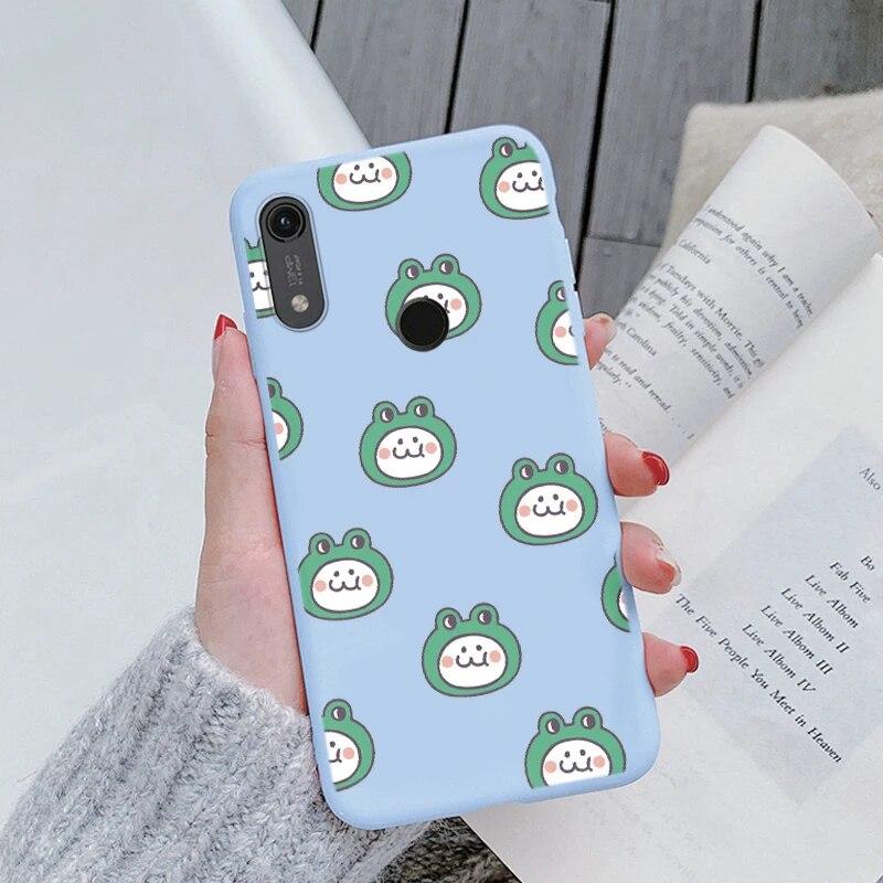 Милый мультяшный чехол для Huawei Y6 2019 с отверстием для пары, синий цветочный столик, мягкий чехол из ТПУ для Huawei Y6 2019, розовый узор, большое сердце, противоударная защитная задняя сумка