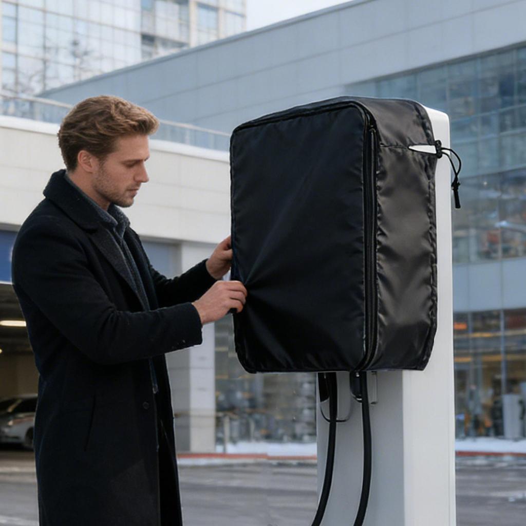 Ev Charging Station Cover Waterproof Oxford Cloth Protective Case Adjustable Outdoor Wall Mounted Charging Station Rain Cover