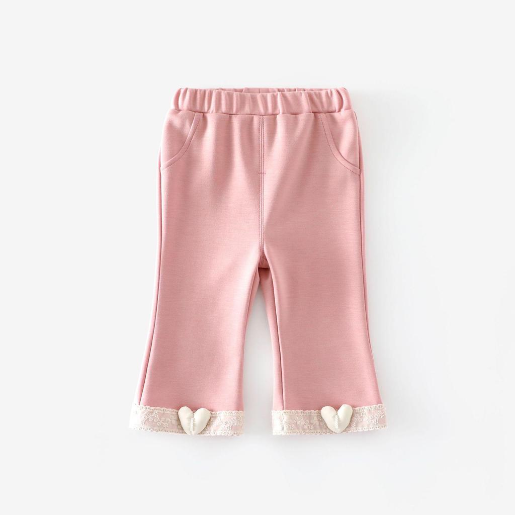 Осенние брюки-клеш для девочек в корейском стиле с дизайном в виде сердечек