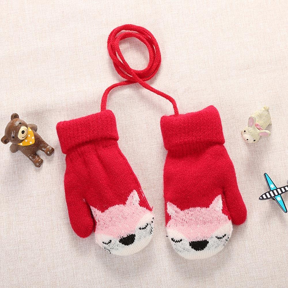 Baby Boys Girls Plush Soft Cute Knitted Mittens Thick Warm Kids Gloves