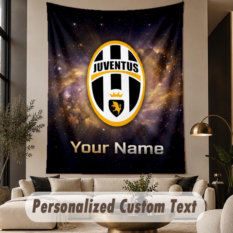 Custom Text Tapestry Juventus FC Print Wall Tapestry Indoor Living Room Wall Decor
