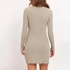 Women's Fashion Casual Crewneck Knitted Sweater Dress Long Sleeve Solid Color Dress