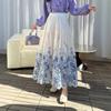 Женская повседневная юбка средней длины с 3D-вышивкой в виде цветочного узора